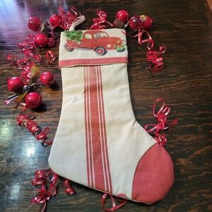 🎄Festive Old Fashioned Red Truck Christmas Stocking🎄